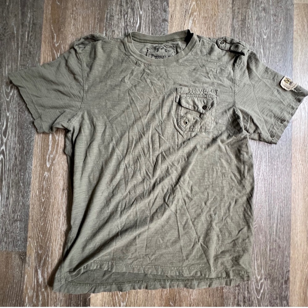 Modern Culture T Shirt Mens Large Green Military Style Epaulet Pocket Tee 2772